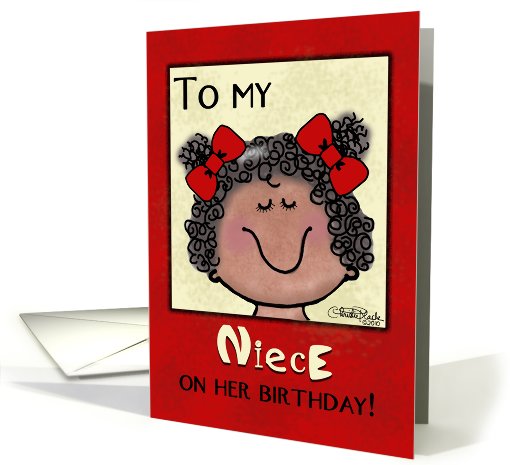 Happy Birthday to Niece- Little Girl with Bows card (755126)