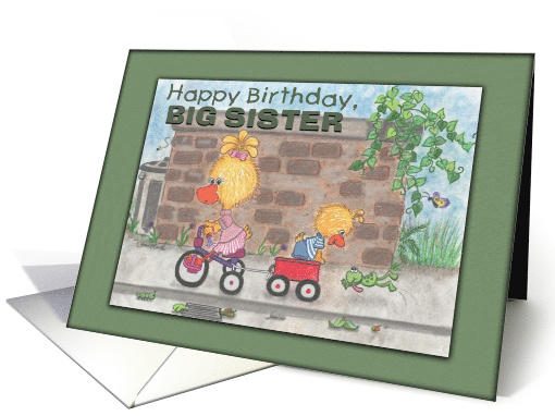 Happy Birthday for Big Sister from Brother Boy and Girl Ducks card