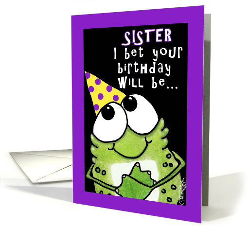 Happy Birthday for Sister Party Frog card (757874)