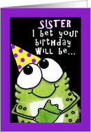 Happy Birthday for Sister Party Frog card