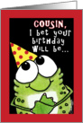 Happy Birthday for Cousin- Party Frog card