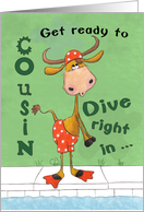 Happy Birthday for Cousin Diving Longhorn Bull card