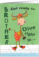 Happy Birthday for Brother Diving Longhorn Bull card