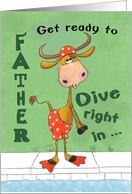 Happy Birthday for Father Diving Longhorn Bull card