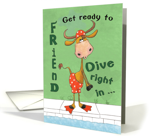 Happy Birthday for Friend Diving Longhorn Bull card (758232)