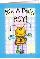 It’s a Boy Baby Announcement Primitive Bee card