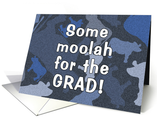Money Card for Graduation Blue Cow Camouflage Pattern card (766283)