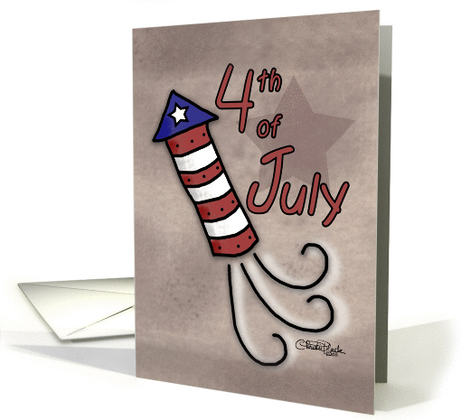 4th of July- Primitive Red,White and Blue Rocket card (772988)