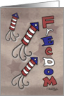 4th of July- Freedom-Primitive Red, White and Blue Rockets card