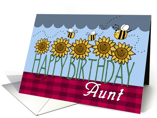 Happy Birthday for Aunt Sunflowers and Bees card (774912)