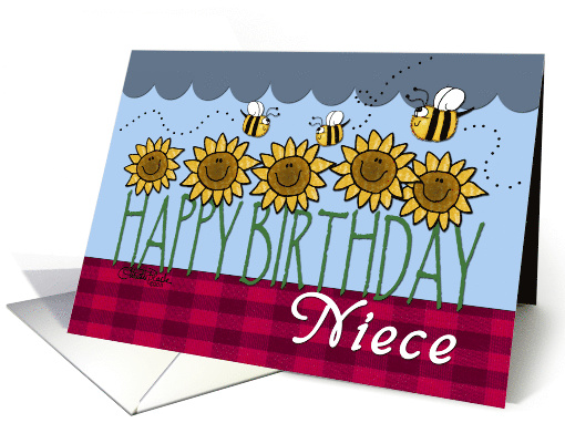 Happy Birthday for Niece Sunflowers and Bees card (774916)