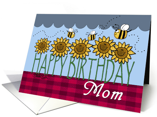 Happy Birthday for Mom Sunflowers and Bees card (774917)