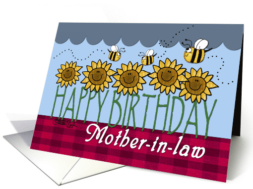 Happy Birthday for Mother in law Sunflowers and Bees card (774919)