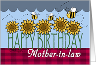 Happy Birthday for Mother in law Sunflowers and Bees card