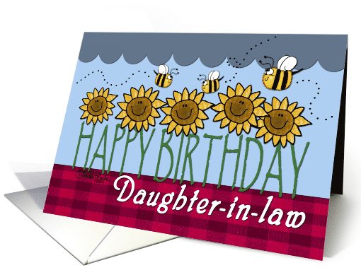 Happy Birthday for Daughter in law Sunflowers and Bees card (774923)