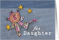 Happy Birthday for Daughter- Primitive Fairy with Stuffed Bunny card