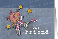Happy Birthday for Friend- Primitive Fairy with Stuffed Bunny card