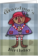 Grandma’s Birthday- Primitive Raggedy Doll with Cat card