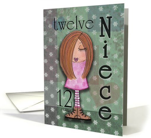 Twelfth Birthday for Niece- Red Haired Girl card (778395)