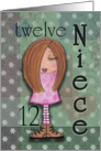 Twelfth Birthday for Niece- Red Haired Girl card