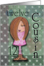 Twelfth Birthday for Girl Cousin- Red Haired Girl card