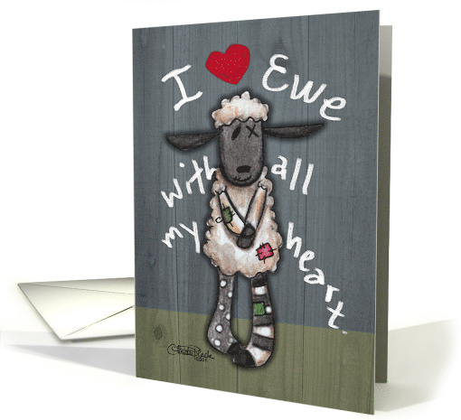 Miss You Primitive Lamb I Love Ewe card (781067)
