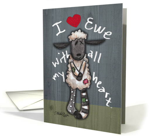 Belated Birthday Wish Sorry Primitive Lamb I Love Ewe card (781076)