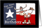 Yee Haw Uncle’s Birthday-Texas Flag and Longhorn with cowboy hat and boots card