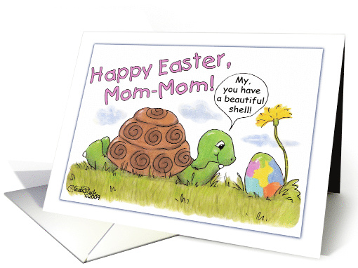 Happy Easter for Mom-Mom Turtle admires Easter Egg card (782894)