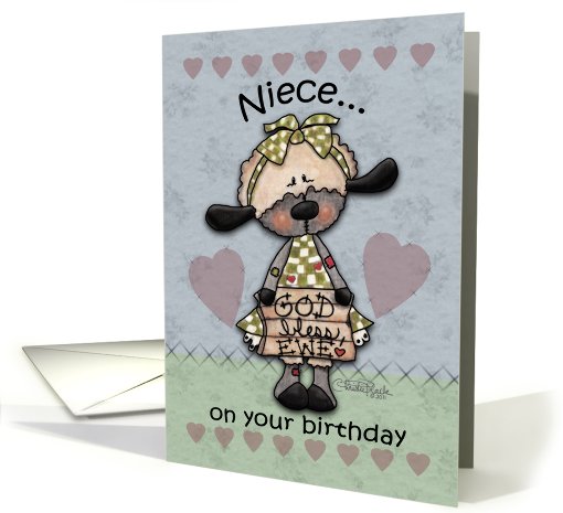 Happy Birthday for Niece-Primitive Lamb-God Bless Ewe card (785711)