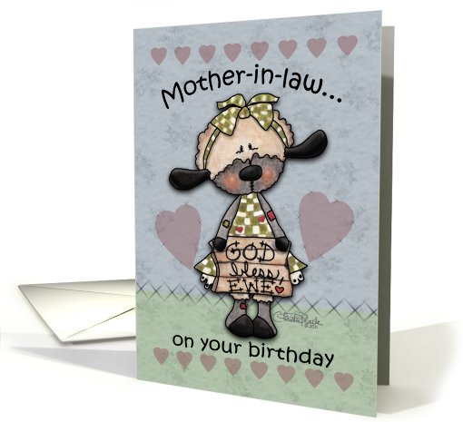 Happy Birthday for Mother-in-law-Primitive Lamb-God Bless Ewe card