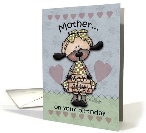 Happy Birthday for Mother-Primitive Lamb-God Bless Ewe card (785713)