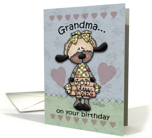 Happy Birthday for Grandma-Primitive Lamb-God Bless Ewe card (785716)
