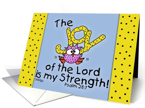Blank Note Card-The Joy of the Lord scripture-Pink Owl card (786008)