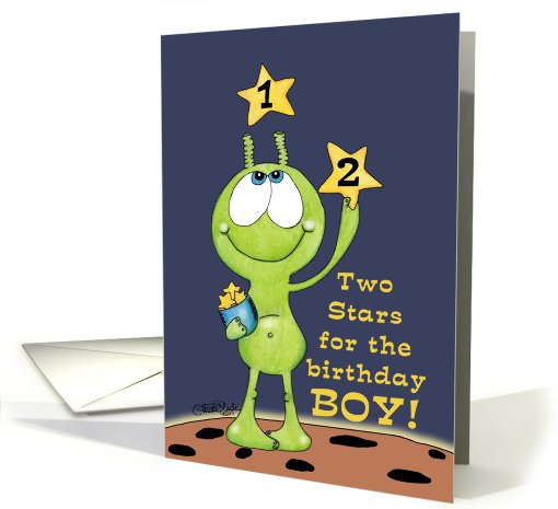 Two Year Old Boy-Alien and Stars card (786248)