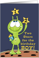Two Year Old Boy-Alien and Stars card
