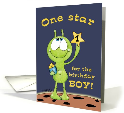 One Year Old Boy-Alien and Stars card (786251)