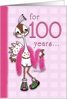 Happy Birthday 100-Year-Old Woman Fancy Peahen card