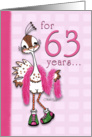 Happy Birthday 63 Year Old Woman -Fancy Peahen card