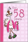 Happy Birthday 58 Year Old Woman -Fancy Peahen card