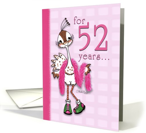 Happy Birthday 52 Year Old Woman -Fancy Peahen card (786743)