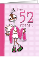 Happy Birthday 52 Year Old Woman -Fancy Peahen card