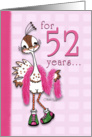 Happy Birthday 52 Year Old Woman -Fancy Peahen card