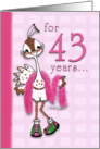 Happy Birthday 43 Year Old Woman -Fancy Peahen card