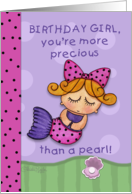 Happy Birthday for Birthday Girl Little Mermaid and Pearl card