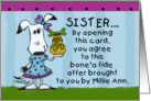 Happy Birthday for Sister-Millie Ann Bone’a Fide Offer card