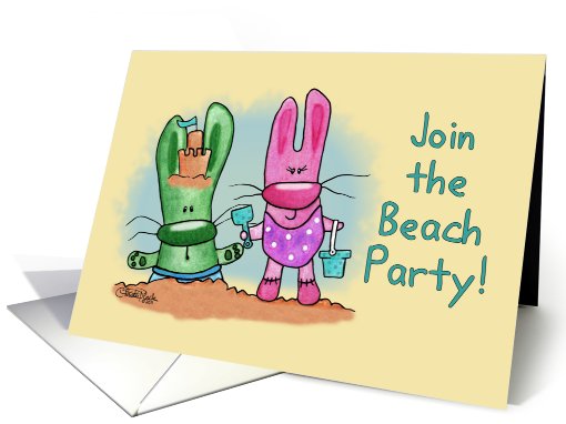 Beach Party Invitation -Beach Bunnies card (796619)