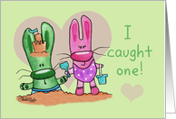 Engagement Announcement-Beach Bunnies-I Caught One! card