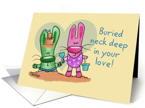 Happy Anniversary for Wife-Beach Bunnies-Neck Deep in Your Love card