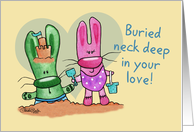 Happy Anniversary for Wife-Beach Bunnies-Neck Deep in Your Love card